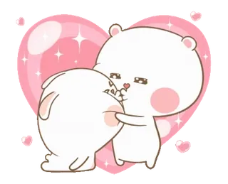 😘 ours, lapin, amour, mignon, couple, coeur, baiser, animation whatsapp sticker
