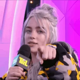 🌵 Billie Eilish 빌리 아일리시, 가수, TRL, 가리키는, 유명인, 팝 스타 whatsapp sticker