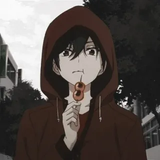 🖇 anime, boy, hoodie, dango, food, cartoon telegram sticker