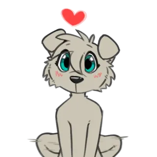 💙 dog, puppy, furry, cute, heart, blushing, anthropomorphic, animal, love whatsapp sticker