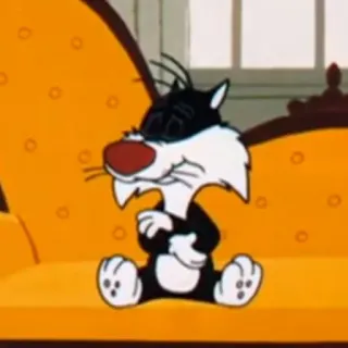 🧃 Sylvester Looney Tunes chat, dessin animé, assis, animé telegram sticker