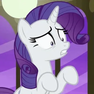 😰 Rarity My Little Pony poney, dessin animé, licorne, expression, effrayé, animé telegram sticker
