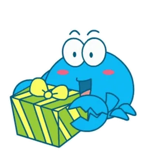 🎁 Krabbe, Geschenk, Präsent, Cartoon, Niedlich, Tier whatsapp sticker