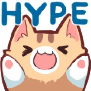 🙌 HYPE Hype, Kat, Schattig, Opgewonden, Cartoon telegram sticker