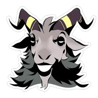 😠 capra, animale, cartone animato, corna, testa, peloso telegram sticker