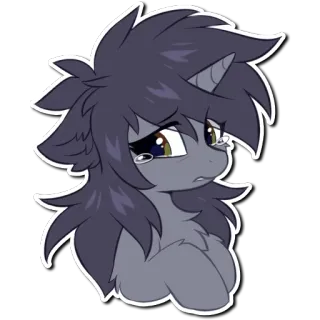😔 ポニー, アニメ, ユニコーン, 泣く, ステッカー, 悲しい telegram sticker