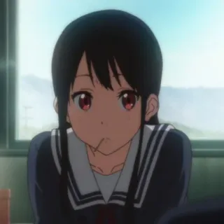 🍙 Anime, Mädchen, Schuluniform, Porträt, Cartoon whatsapp sticker