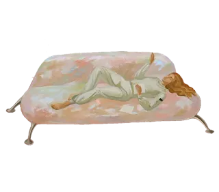 😴 woman, couch, reclining, relaxation, sleep, lounging telegram sticker