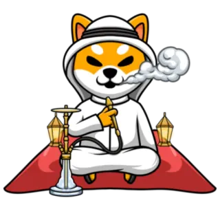 🥳 perro, shisha, cachimbas, árabe, fumar, dibujos animados, oriental whatsapp sticker