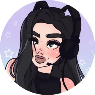 🤪 donna, stile anime, ritratto, cuffie, cartone animato, gamer, kawaii telegram sticker