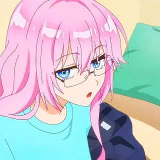 ❤️ Anime, Cabelo rosa, Óculos, Desenho animado, Garota whatsapp sticker