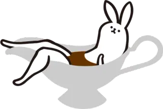 ☕ rabbit, animal, cartoon, sauce boat telegram sticker