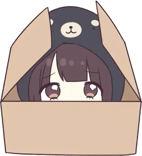 👀 Аниме, Девочка, Медведь, Коробка, Каваий, Милый, Подглядывание telegram sticker