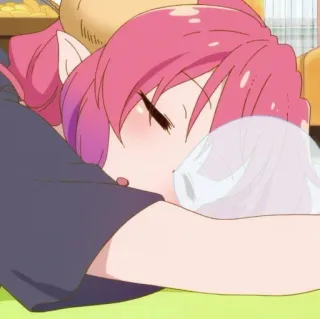😴 Ilulu Miss Kobayashi's Dragon Maid Anime, Drache, Schlafend, Entspannt, Pinke Haare telegram sticker