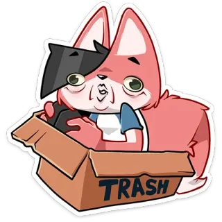 🥴 TRASH rubah, sampah, kartun, binatang, kotak, limbah telegram sticker