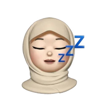 💿 ZZZ śpiący, emoji, kobieta, senny, hidżab telegram sticker