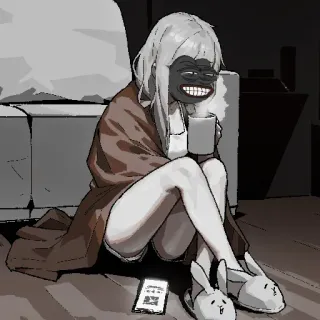 😂 女性, コーヒー, イラスト, 座る, マグカップ telegram sticker
