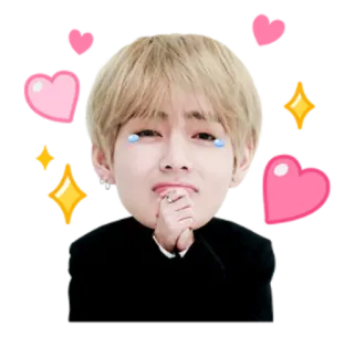 😰 k-pop, idol, carino, triste, piangere, cuori, stelle telegram sticker