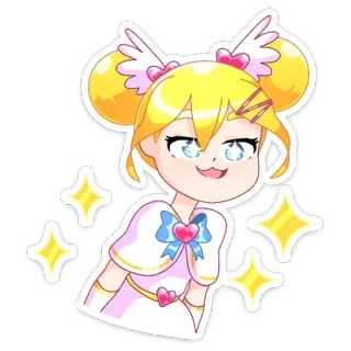 🤩 ragazza anime, carina, scintillio, bionda, cartone animato, kawaii telegram sticker
