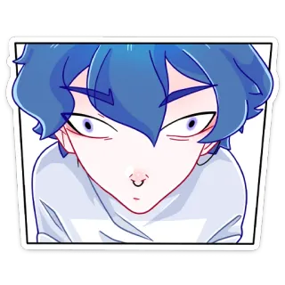 😑 anime, adesivo, desenho animado, cabelo azul, piercing, pessoa whatsapp sticker