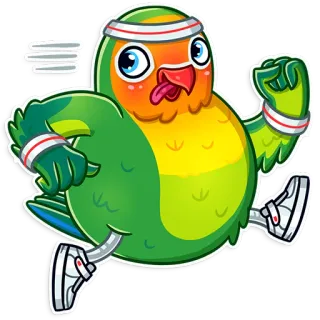 🏃 새, 사랑새, 운동, 달리기, 귀여운, 스티커, 만화 telegram sticker