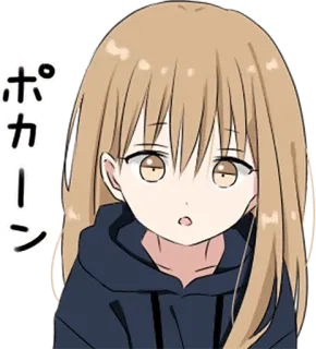 😯 ポカーン 动漫, 女孩, 卡通, 日本 whatsapp sticker