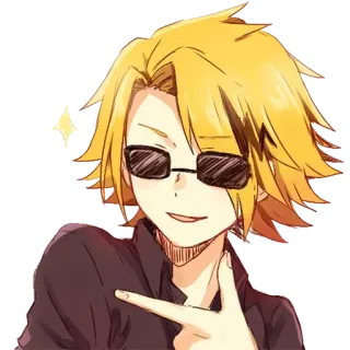 😎 Denki Kaminari My Hero Academia Anime, My Hero Academia, Denki Kaminari, Personaggio, Occhiali da sole, Eroe telegram sticker