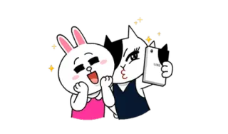 🙃 LOVE Мультфильм, Кролик, Кот, Селфи, Милый, Блестки, Любовь whatsapp sticker