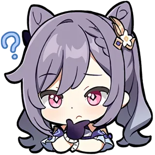 🤔 Keqing Genshin Impact アニメ, 質問, 混乱, かわいい, ちび, 原神, 刻晴 telegram sticker