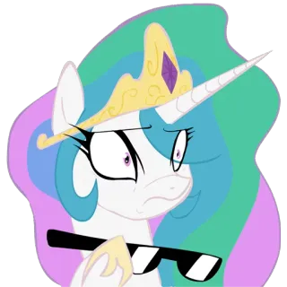 😨 Celestia My Little Pony cartone animato, pony, principessa, occhiali da sole, Celestia, My Little Pony telegram sticker