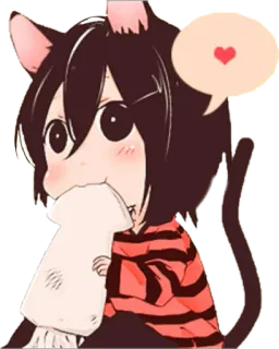 🥰 Anime, Gato, Kawaii, Coração, Sticker, Fofo telegram sticker