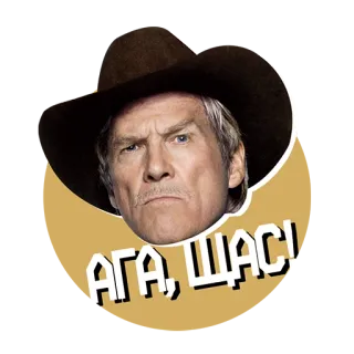 😏 АГА, ЩАС! mann, hut, russisch, meme telegram sticker