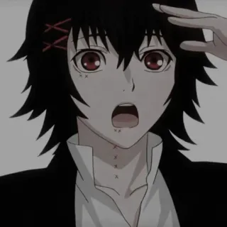 🖤 Juuzou Suzuya Tokyo Ghoul Anime, Manga, Punti, Occhi rossi, Capelli scuri whatsapp sticker