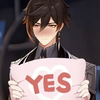 ✅ Zhongli Genshin Impact YES Аниме, Персонаж, Видеоигра, Genshin Impact, Чжун Ли telegram sticker