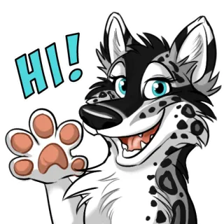 👋 HI! furry, animal, lobo, amigável, desenho animado, saudação, oi, personagem telegram sticker