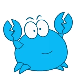 😌 Krabbe, Cartoon, Meerestier, Blau, Ozean, Meeresfrüchte whatsapp sticker