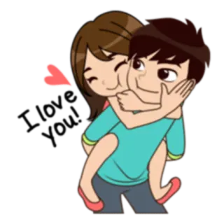 😊 カップル, 愛, 漫画, おんぶ, 関係, 愛情 telegram sticker