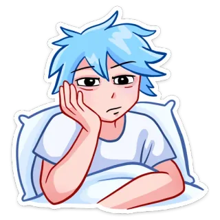😒 schläfrig, müde, Cartoon, Anime, Junge, Bett, Morgen telegram sticker