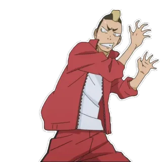 😱 anime, personaje, hombre, chándal rojo, estresado, asustado telegram sticker