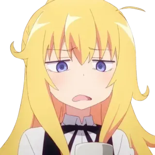 😩 Anime, Desenho animado, Cabelo loiro, Expressão, Personagem telegram sticker