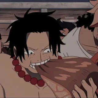🌟 Ace One Piece Anime, One Piece, Ace, Cibo, Mangiare whatsapp sticker