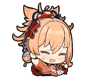 😅 Yoimiya Genshin Impact anime, video game, character, cute, sweat, genshin impact telegram sticker