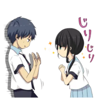 🙏 じりじり Anime, Cặp đôi, Nhật Bản, Dễ thương, Sticker telegram sticker