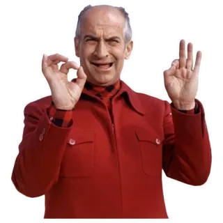 👌 мужчина, жест, знак ok, выражение лица, красная куртка, счастливый whatsapp sticker