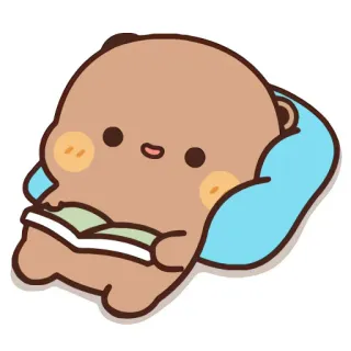 ✨ 귀여운, 곰, 만화, 책, 독서, 베개, 카와이 whatsapp sticker