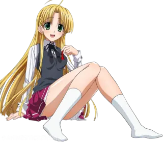 🍋 Akeno Himejima High School DxD アニメ, 女の子, 金髪, 制服, 笑顔 telegram sticker