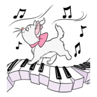 🚗 Marie The Aristocats gato, piano, gatito, Los Aristogatos, Disney, dibujos animados telegram sticker
