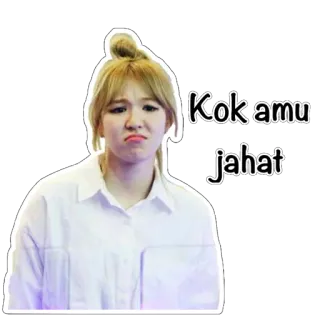 😩 Kok amu jahat 女人, 悲伤, 表情, 贴纸, 韩语 telegram sticker