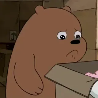 😭 Grizzly Bear We Bare Bears медведь, мультфильм, грустный, анимированный, Мы обычные медведи, гризли whatsapp sticker