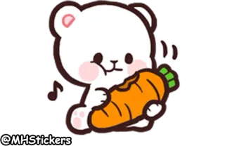 😋 @MHStickers cartoon, sticker, bear, carrot, cute whatsapp sticker